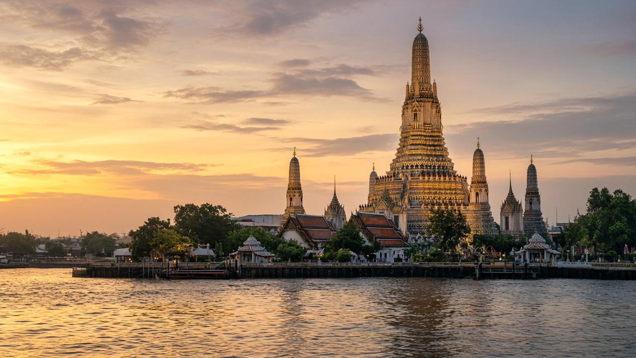 Wat Arun Temple of Dawn on the Chao Phraya River, Bangkok, Thailand