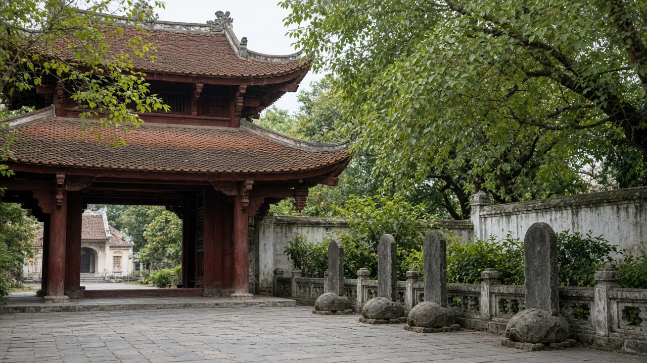 Temple of Literature courtyard in Hanoi, Vietnam