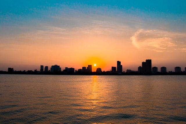West Lake and surrounding district in Hanoi, Vietnam
