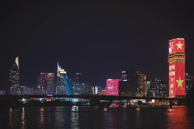 Ho Chi Minh City skyline at night, Vietnam