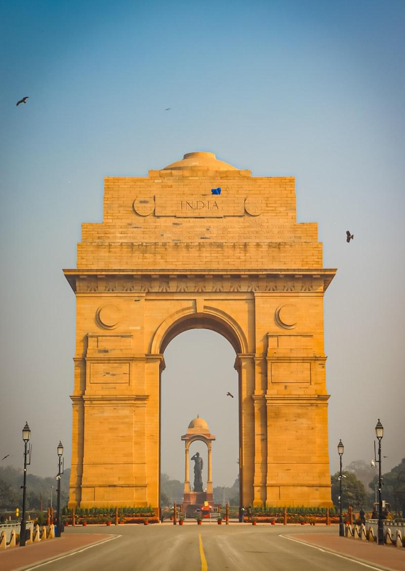 India Gate at sunrise in New Delhi, India